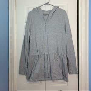 Exertek Grey Hoodie Quarter Zip Draw String Waist Sweatshirt